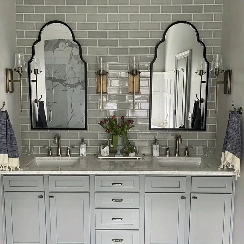 Arched Black-Trimmed Mirror Duo – Timeless Symmetry