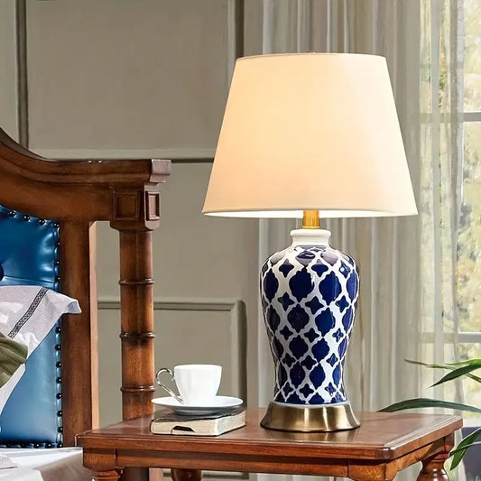 Classic Blue Ceramic Table Lamp, 22 Traditional Accent