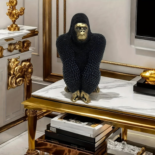 Beaded Gorilla Sculpture – Gold Accent