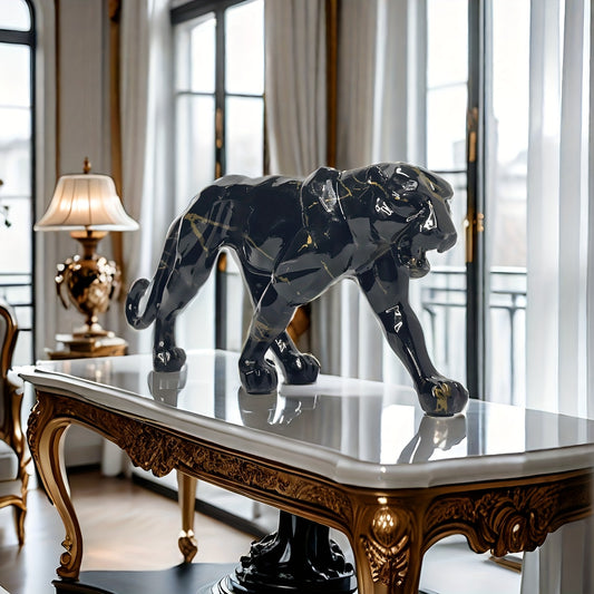 Gilded Leopard Resin Sculpture