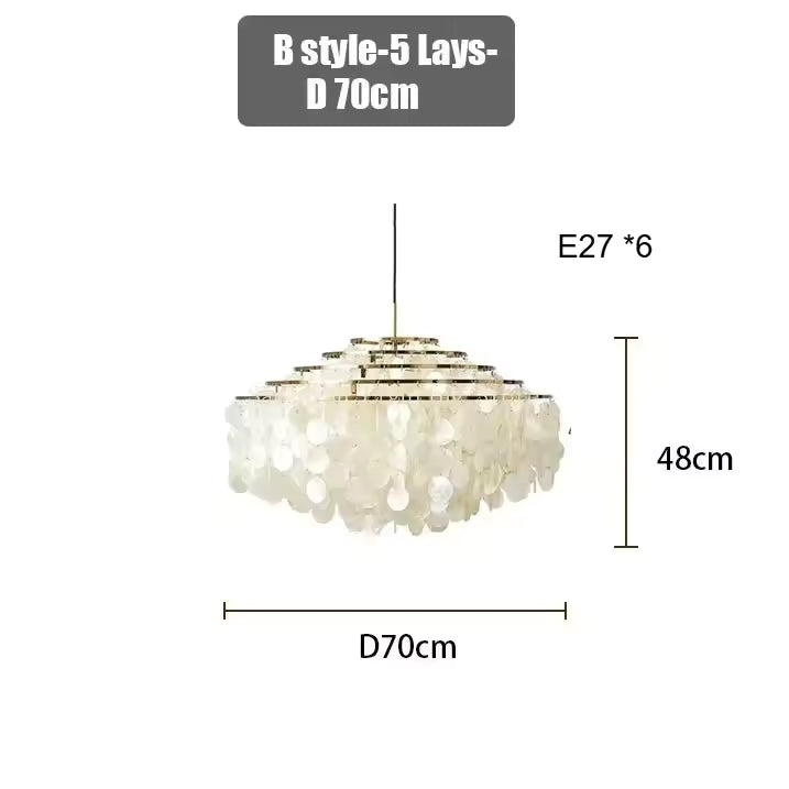 Coastal Pearl Capiz Shell Multi-Tier Chandelier – Gold or Chrome Glow