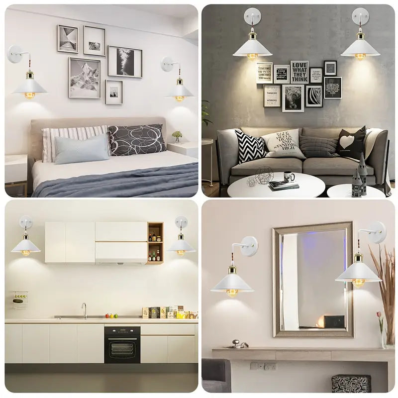 Upstaged Living Vintage Industrial Wall Sconces - Metal Farmhouse Style (2pcs Set)