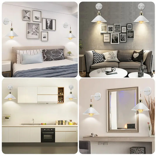 Upstaged Living Vintage Industrial Wall Sconces - Metal Farmhouse Style (2pcs Set)