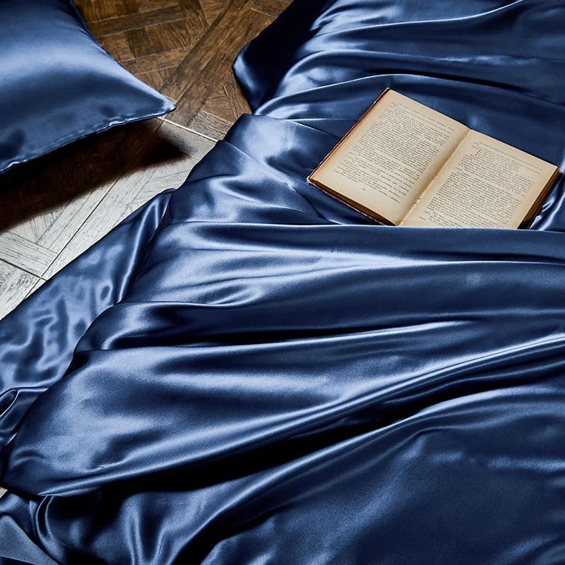 Royalis Mulberry Silk King Bedding – Deep Prussian-Blue