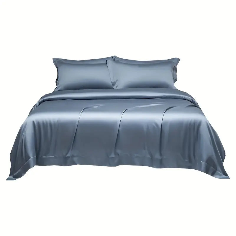 Azure Luxury Satin Queen Bedding – Metallic Glow 4pc