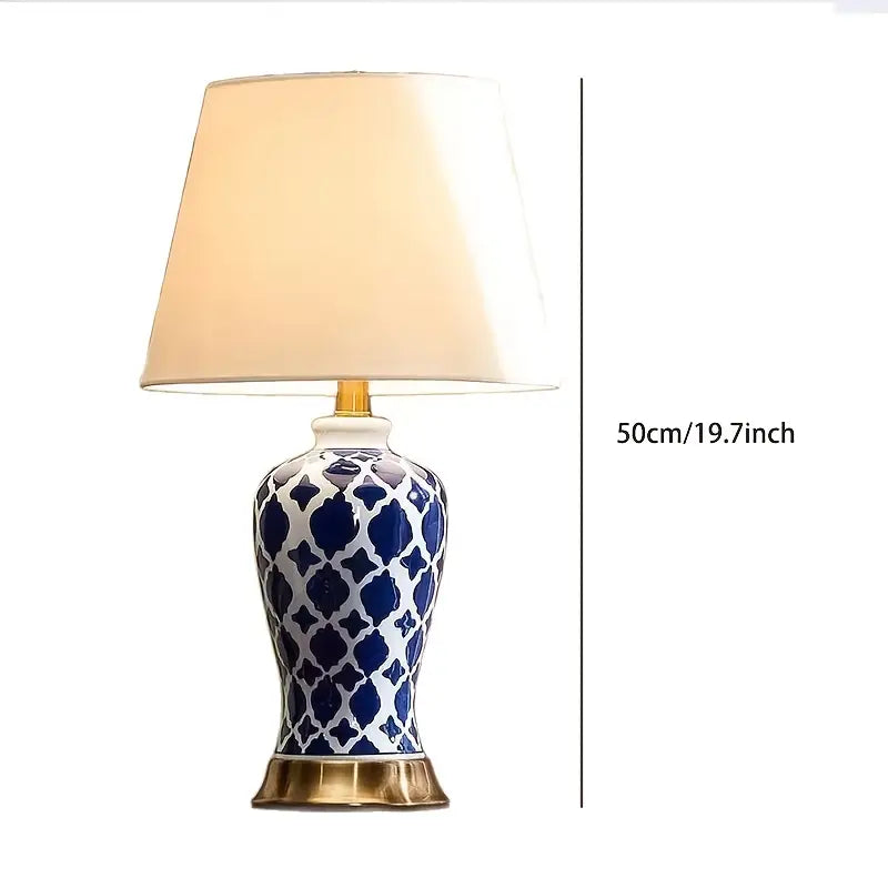 Classic Blue Ceramic Table Lamp, 22 Traditional Accent