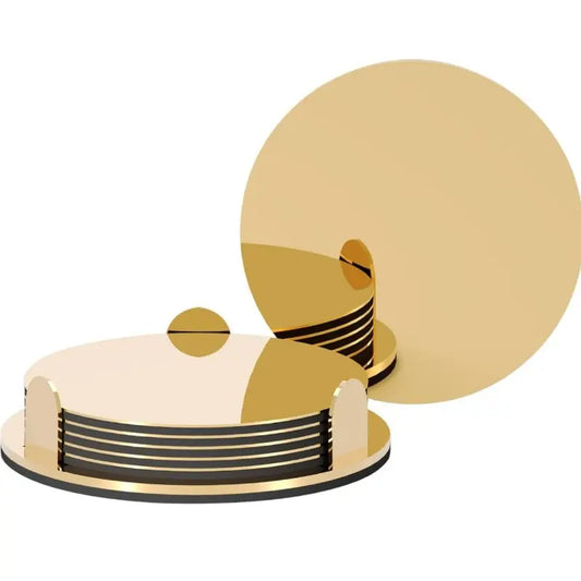 Golden Mirror Coaster Set – Sophisticated Tabletop Gift
