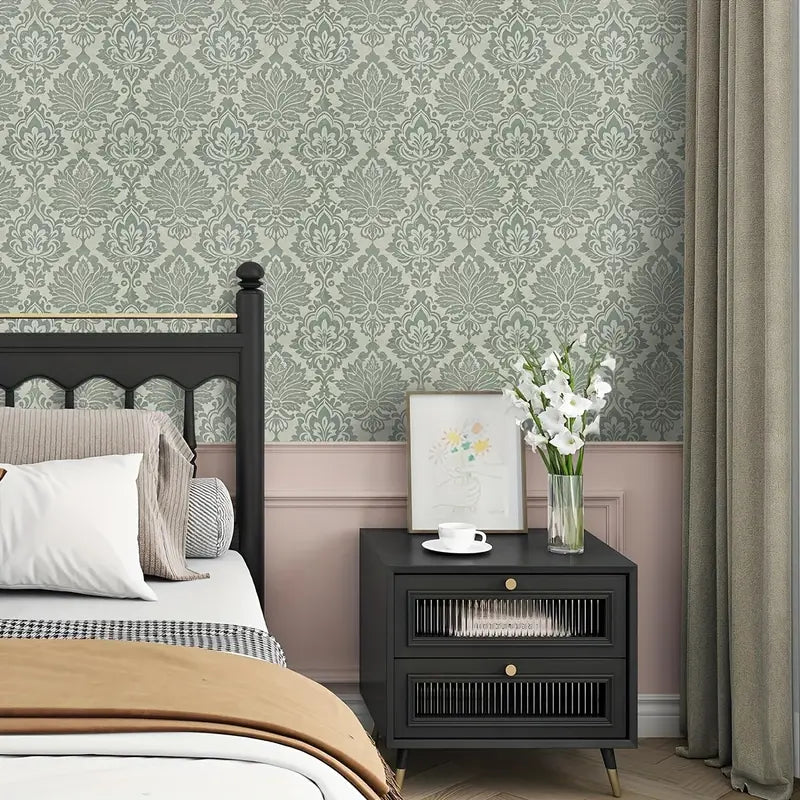Sultry Sage Damask Peel & Stick Wallpaper