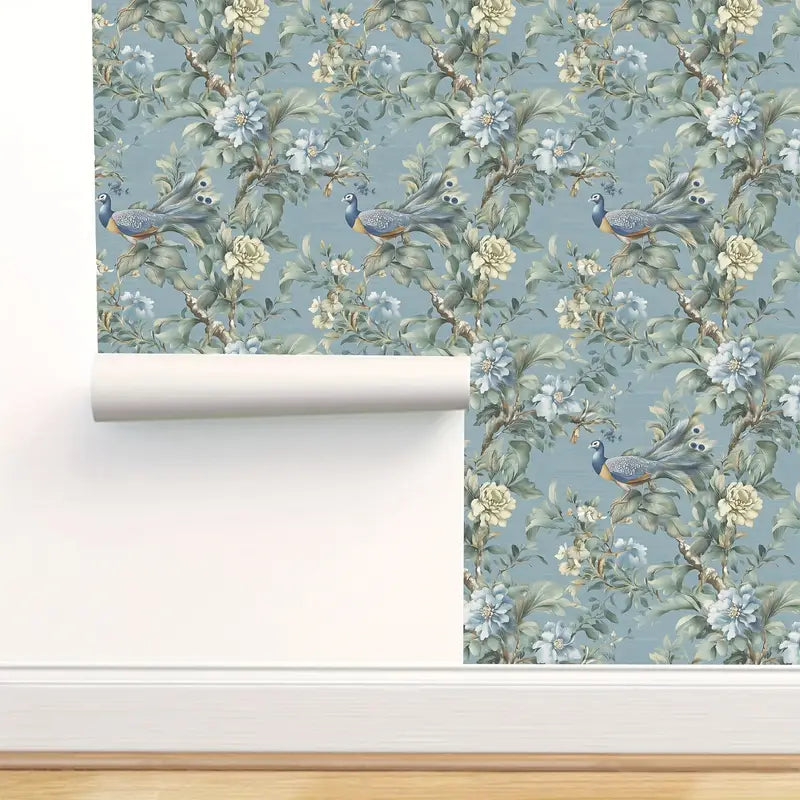 Blue Peacock Peel & Stick Wallpaper – Eternal Spring