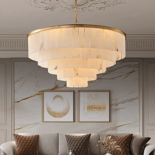 Marble & Brass Statement Chandelier