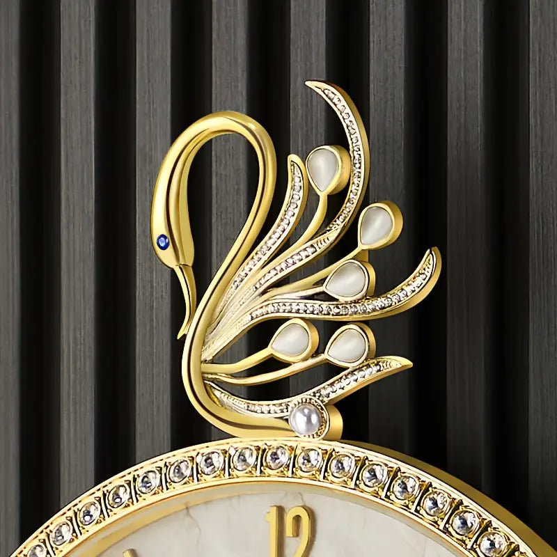 Swan Grace Marble Wall Clock – 18-Karat Gold Edition