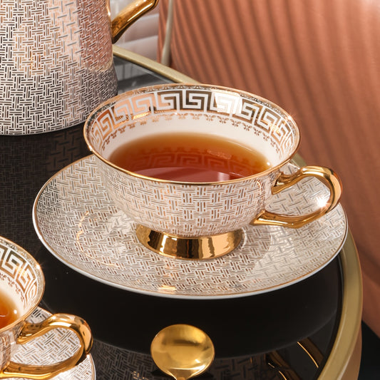 Avant Garde Gold Foil Bone China Coffee Set – 2-Piece Luxury