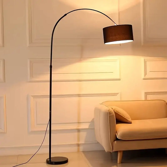 Wabi-Sabi Black Arc Floor Lamp – Midnight Bend Edition