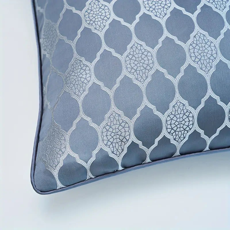 Moroccan Silk Velvet Cushion in a deep Cobalt tile motif