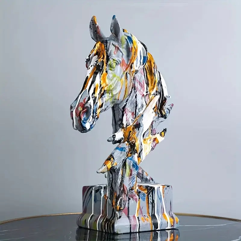 Abstract Resin Horse Head Sculpture – Wild Muse