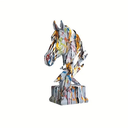 Abstract Resin Horse Head Sculpture – Wild Muse