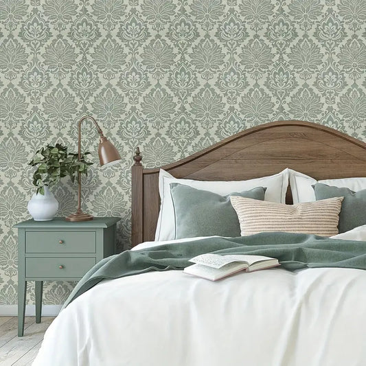 Sage Damask Whisper Wallpaper
