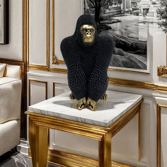 Beaded Gorilla Sculpture – Gold Accent