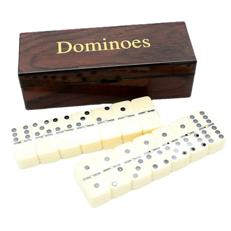 Upstaged Living Wooden Dominoes Set - Portable Double Six Travel Game (28pcs)