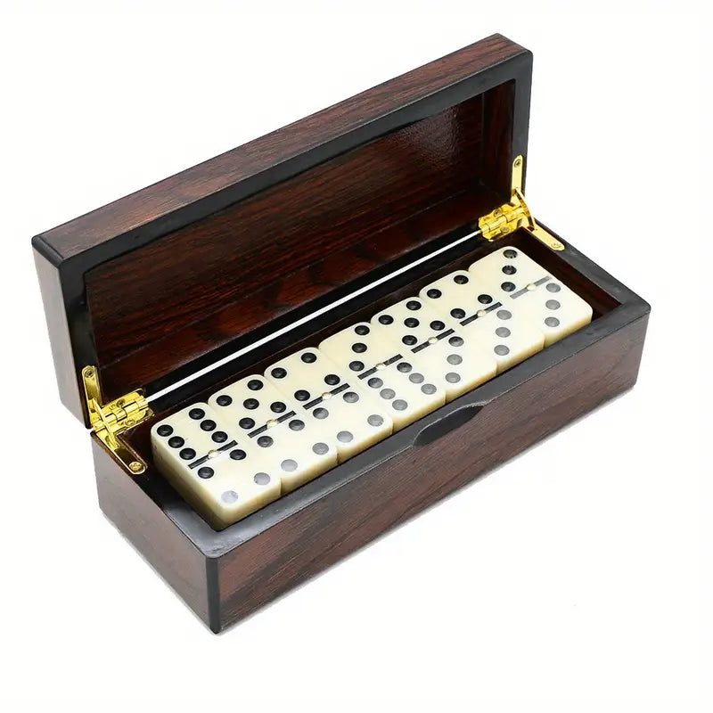 Upstaged Living Wooden Dominoes Set - Portable Double Six Travel Game (28pcs)