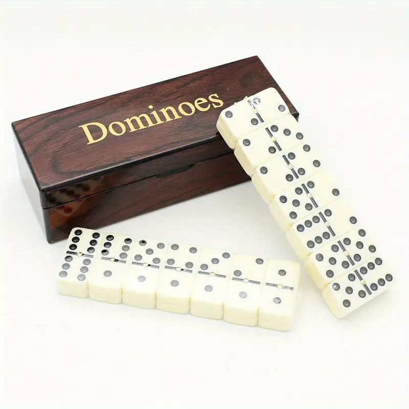 Upstaged Living Wooden Dominoes Set - Portable Double Six Travel Game (28pcs)