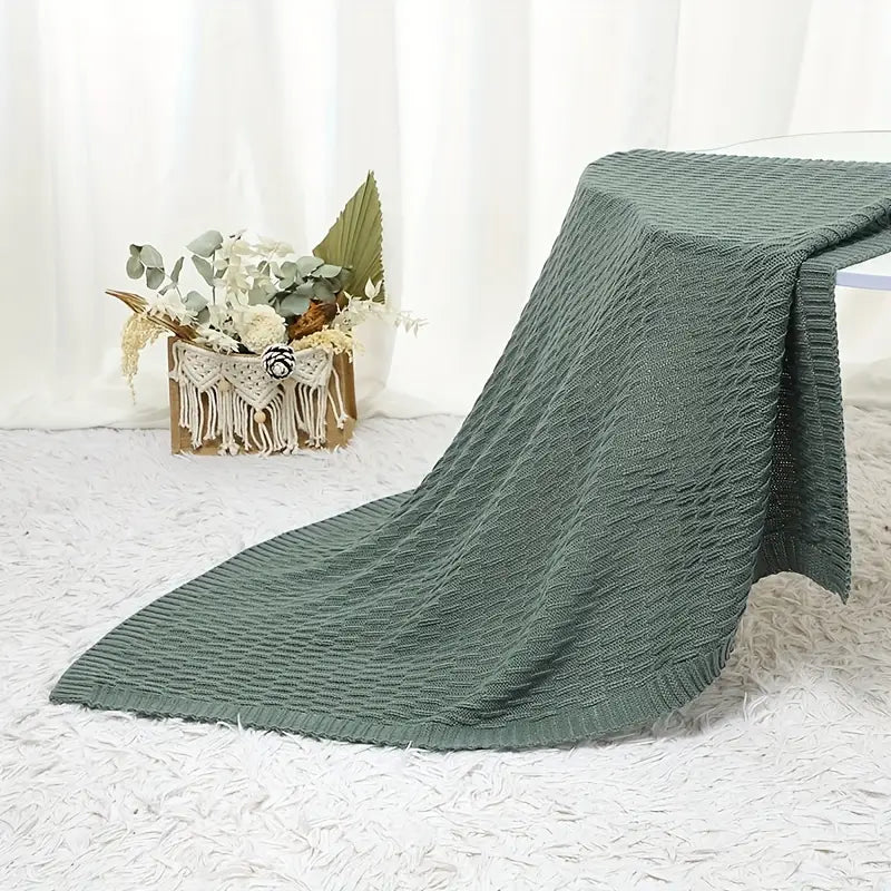 Sage Green Knit Throw – Luxe Layers Comfort