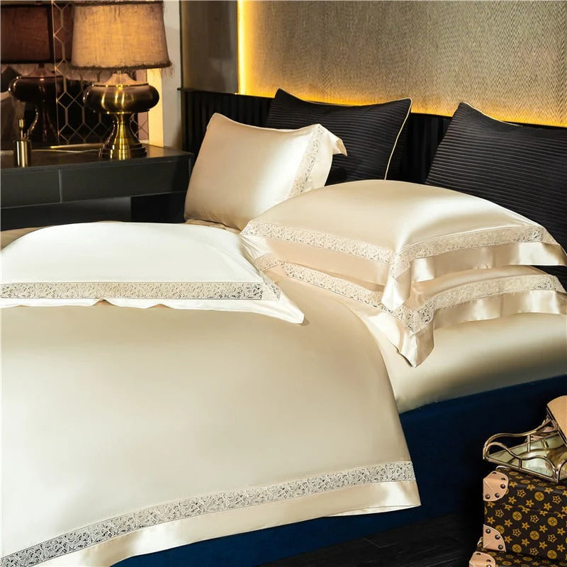 Willa Gold – Modern Satin Egyptian Cotton Bedding Set 1400TC