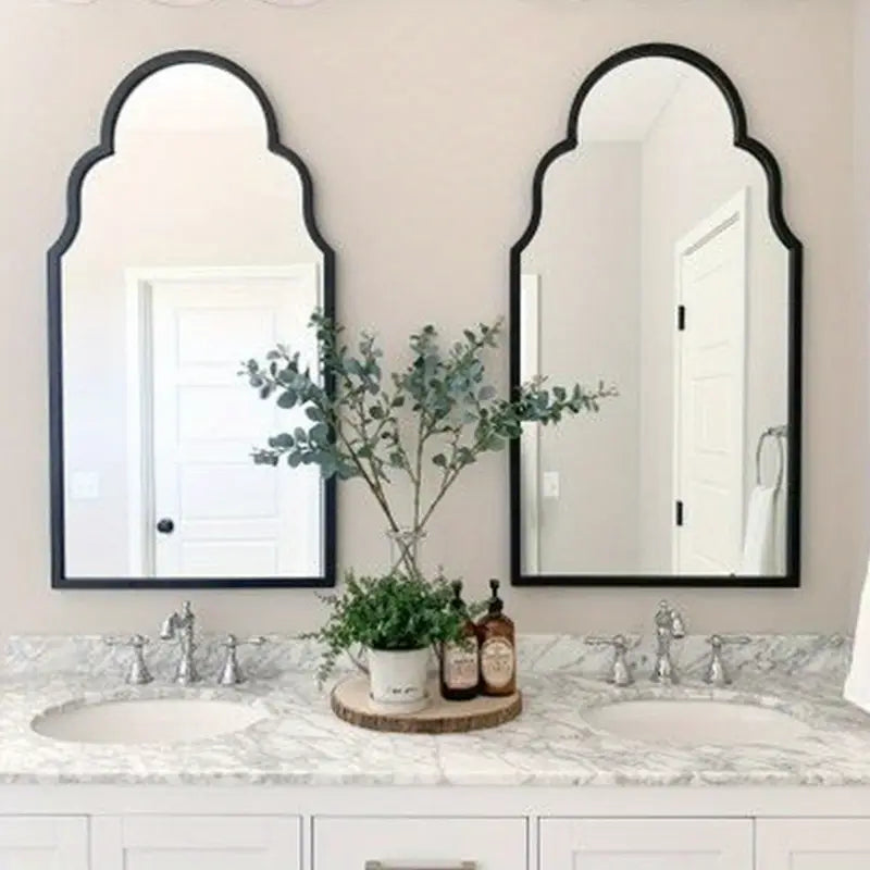 Arched Black-Trimmed Mirror Duo – Timeless Symmetry