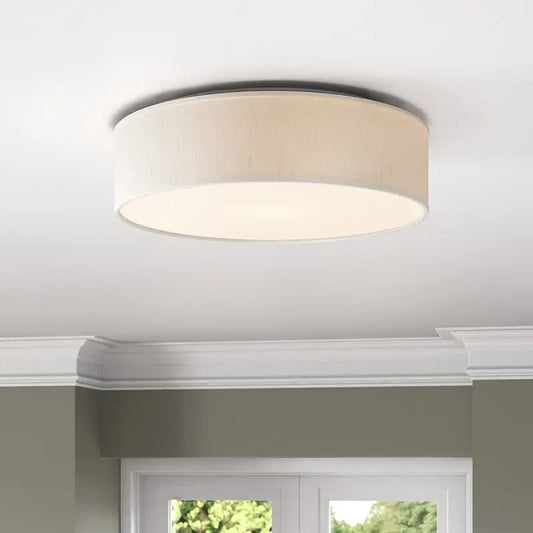 Modern Linen Drum Ceiling Light – Soft Glow for Bedroom & Hallway