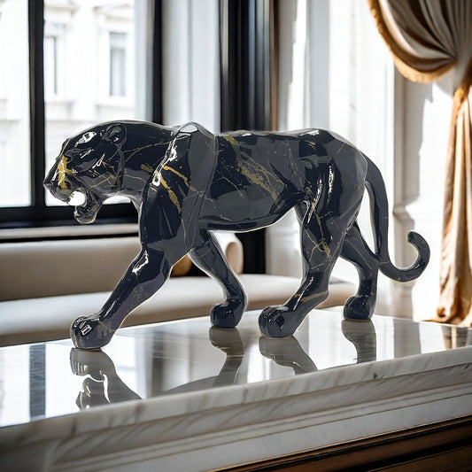Gilded Leopard Resin Sculpture