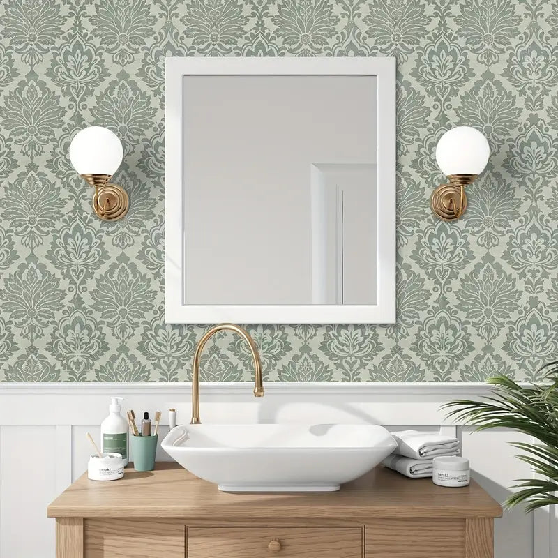 Sage Damask Whisper Wallpaper
