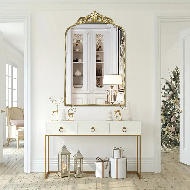Ornate Arched Mirror – Champagne Gold