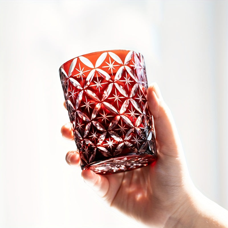 Crimson Cut Crystal Whiskey Glass