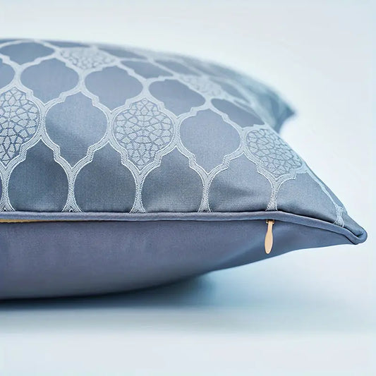 Moroccan Silk Velvet Cushion in a deep Cobalt tile motif