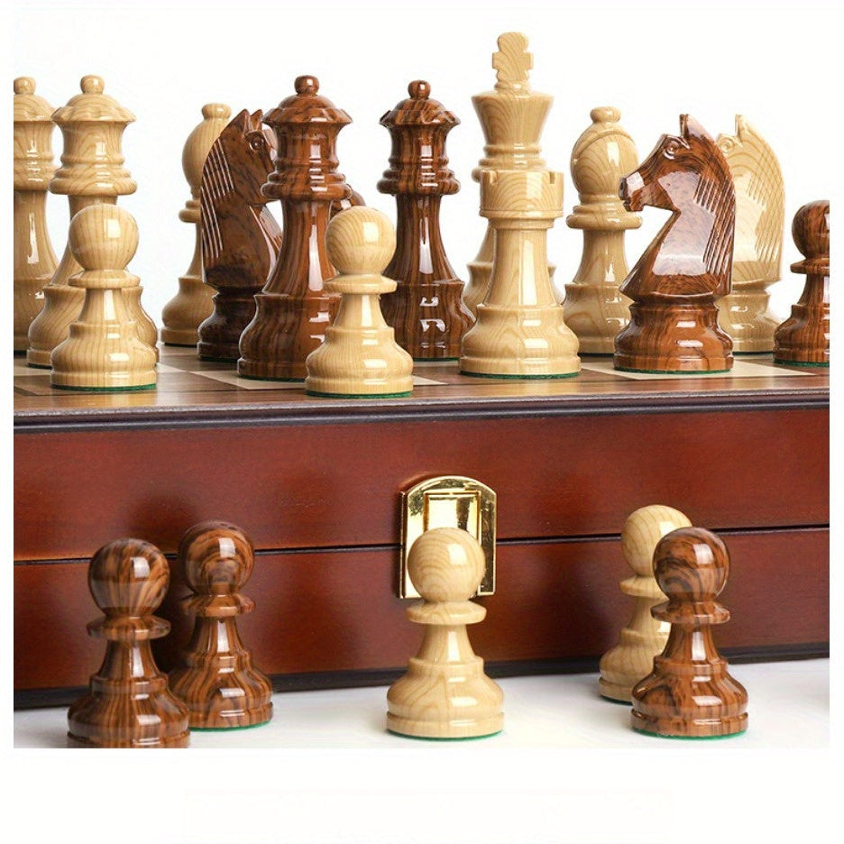 Wooden chess pieces with a focus on German Knight Staunton Chessmen.