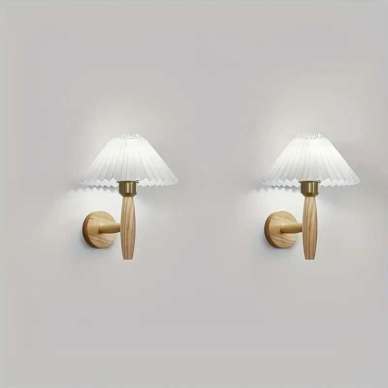 Pleated Brass & Wood Wall Sconce – Japanese Minimalist Design