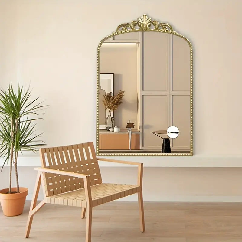 Ornate Arched Mirror – Champagne Gold