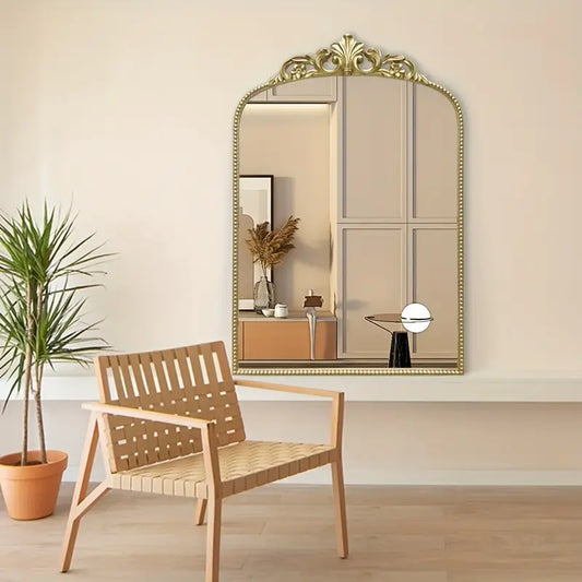 Ornate Arched Mirror – Champagne Gold