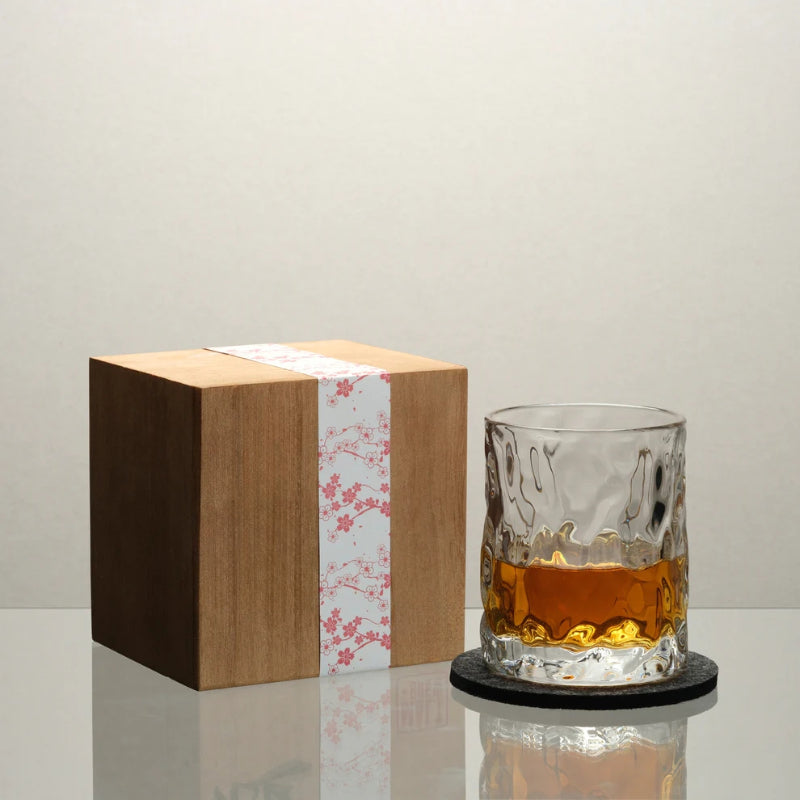 Sakura Hammered Crystal Whiskey Tumbler – 210ml Luxury Glass