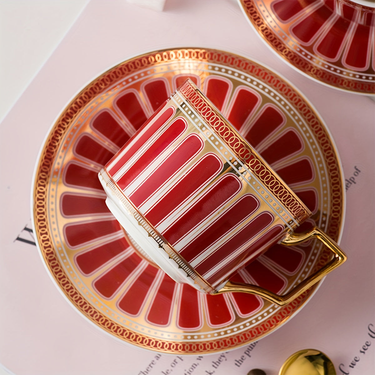 Maison d'Or Gold Ring Ceramic Tea Set – 2-Piece Luxury