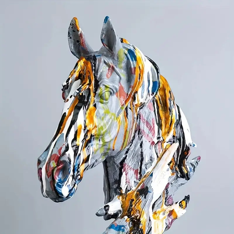 Abstract Resin Horse Head Sculpture – Wild Muse
