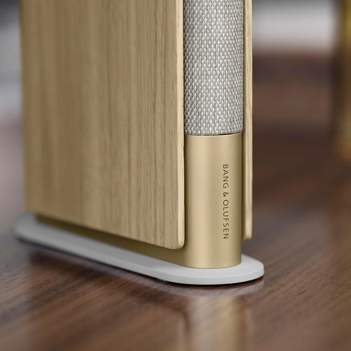 Bang & Olufsen Beosound Emerge Speaker, Wi-Fi Bookshelf Design, Gold Tone/Light Oak