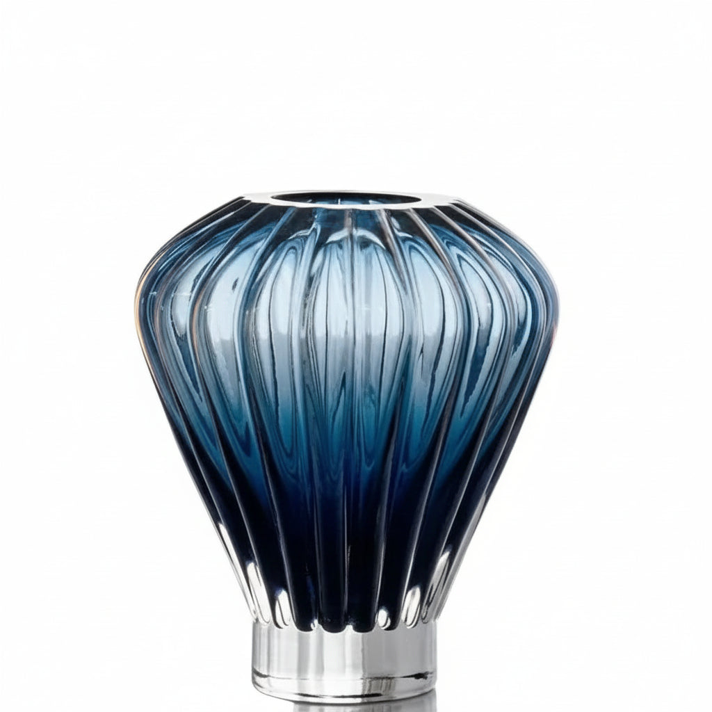 Sapphire Sonata Trumpet Vase - Contemporary Blue Glass Art