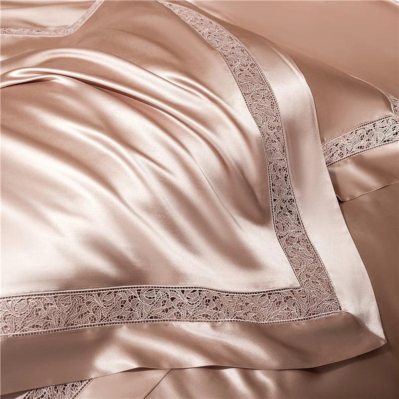 Willa Rose Gold – Modern Satin Egyptian Cotton Bedding Set 1400TC!