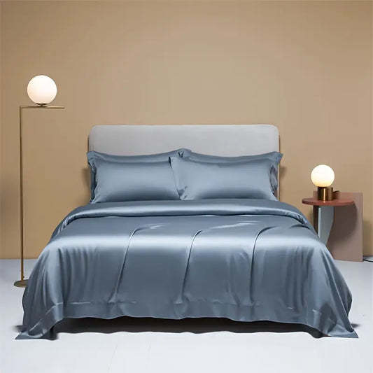 Azure Luxury Satin Queen Bedding – Metallic Glow 4pc