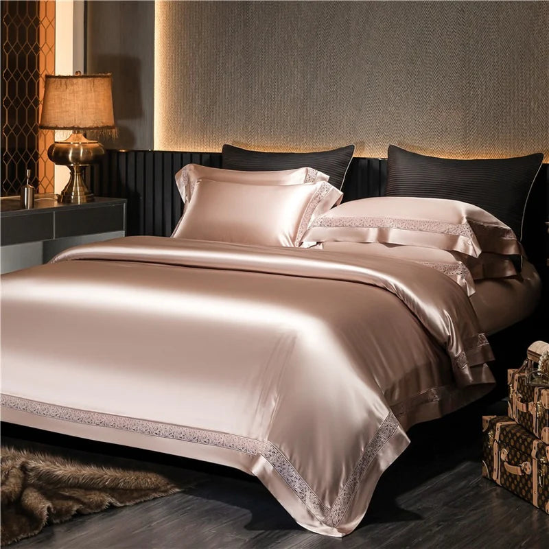 Willa Rose Gold – Modern Satin Egyptian Cotton Bedding Set 1400TC!