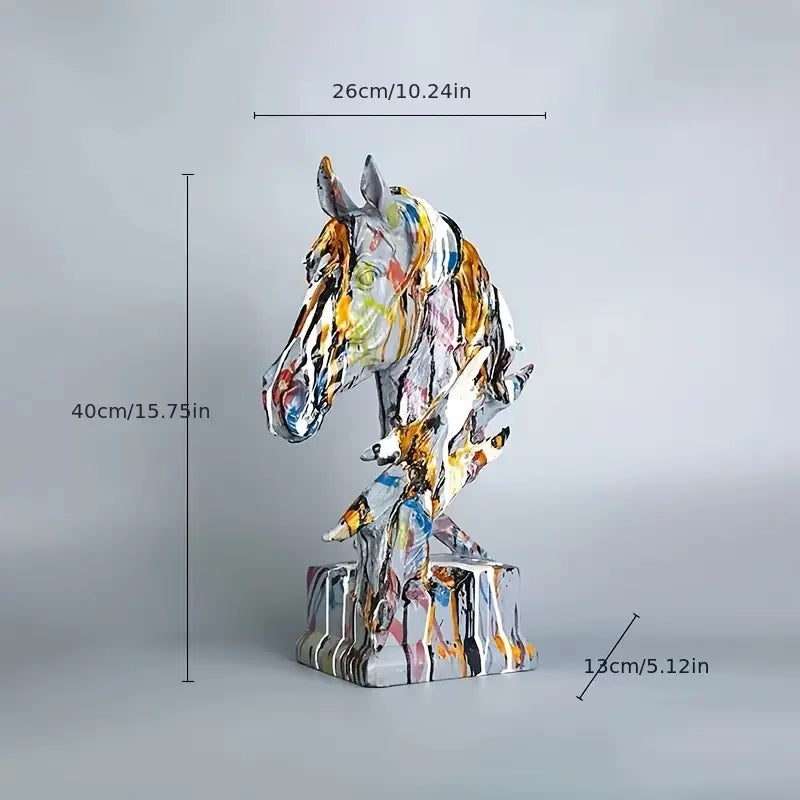 Abstract Resin Horse Head Sculpture – Wild Muse