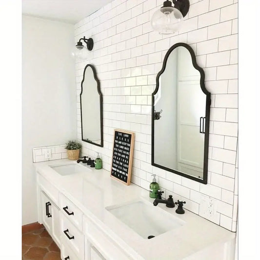 Arched Black-Trimmed Mirror Duo – Timeless Symmetry