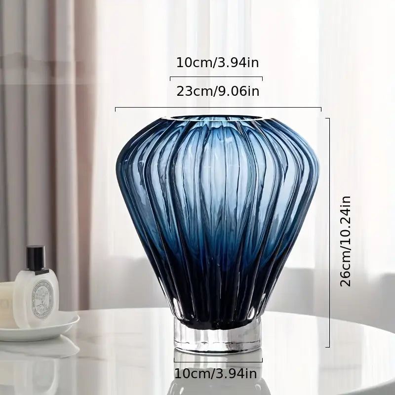 Sapphire Sonata Trumpet Vase - Contemporary Blue Glass Art