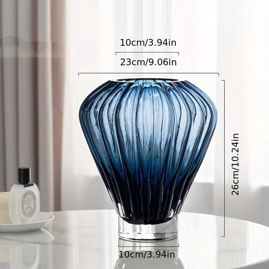 Sapphire Sonata Trumpet Vase - Contemporary Blue Glass Art